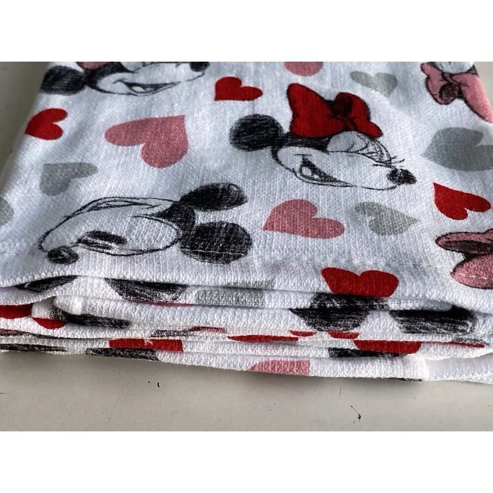 2 Pk Disney Mickey Minnie Mouse Hearts Valentines Kitchen Towels 16 X 26”‎ NEW